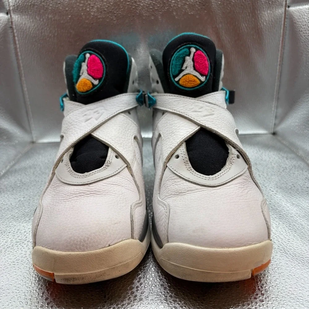 Size 7Y Air Jordan 8 Retro South Beach White Turbo Green Kids Shoes 305368-113 - Picture 3 of 10